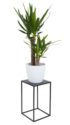 Produktbild von HowHomely Modern Pflanzenständer, Blumenhocker aus Metall Schwarz 40 cm Höhe - Blumenständer für das Haus