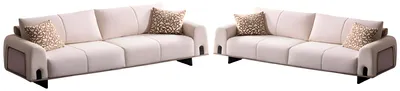 Zdjęcie produktu dla Beżowe sofy do salonu Designerska trzyosobowa sofa Tekstylny fotel