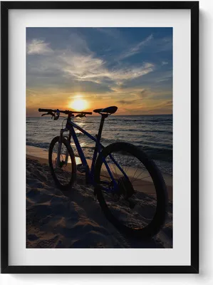 Produktbild von Fahrrad Ostsee– Wandbild mit Rahmen – Gerahmtes Bild  – Wanddekoration – 50x70 cm –  Schwarz Rahmen