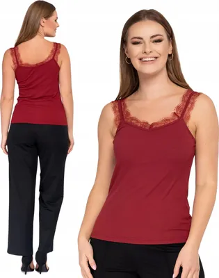Produktbild von Damentop - Damenbluse Größe M - Top mit Spitze rot - Top ärmellos - Top rot
