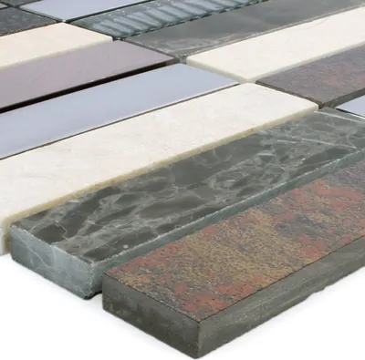 Produktbild von Naturstein Glas Aluminium Mosaikfliesen Akrites Beige Braun