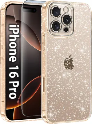 Immagine prodotto di Custodia per iPhone 16 Pro SILICONE GLITTER trasparente + VETRO PROTETTIVO 9H