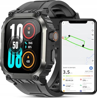 Zdjęcie produktu dla Smartwatch Męski Zegarek Funkcja Gps Rozmowy Polskie Menu Tętno 410Mah