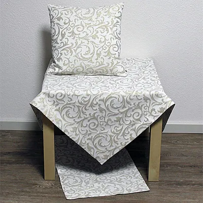 Produktbild von festliche runde Tischdecke Floral Ornaments weiß gold D. 170cm Hossner WA