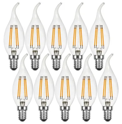 Productafbeelding van 10 x LED Filament Windstoß Kerze 4W = 40W E14 klar Glühlampe Glühbirne extra warmweiß 2200K