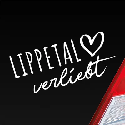 Produktbild von Auto Aufkleber Lippetal verliebt Herz Gemeinde Liebe Car 19x8 cm Weiss Glanz Sticker Heckscheibenaufkleber