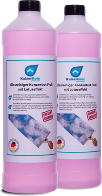 Produktbild von KaiserRein Glasreiniger Konzentrat mit Lotuseffekt 2 x 1L unser Profi Fenster-Reiniger I Fenstersauger geeignet I streifenfrei für Glas Fenster und Spiegel