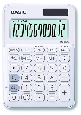 Image de Casio® MS-20UC-WE Calculatrice de bureau MS-20 - solaire/à piles, 12 chiffres, écran LCD, blanc