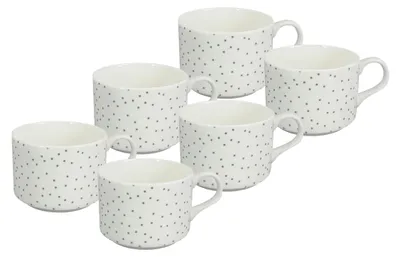 Produktbild von 6er-Set – Porzellantasse „Modern Dots“ 150 ml – silberne Punkte, von inspire