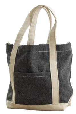 Produktbild von Bags By Jassz Leinen Denim Einkaufstasche FK1323 (Einheitsgröße) (Schwarz/Steingewaschen/ Beige)