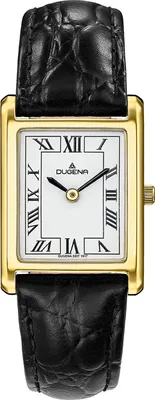 Obrázok produktu pre Dámske náramkové hodinky DUGENA 4460725 Quadra Classica, quartz, biely ciferník, puzdro z nehrdzavejúcej ocele, tvrdené minerálne sklo, kožený remienok, spona s kolíkom, 3 bar