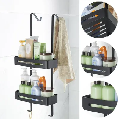 Produktbild von duschrack ohne bohren, wandregal für badezimmer, hängeregale für duschraum, aufbewahrungskorb für toilettenartikel, praktisches badezimmer regalsystem