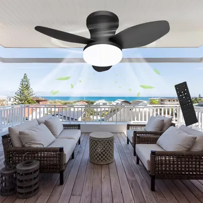 Produktbild von 50W 3 Flügeln Deckenventilator mit Beleuchtung, LED Deckenleuchte 66cm, Dimmbare Deckenleuchte mit Fernbedienung für Schlafzimmer, Wohnzimmer, Balkon