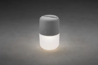 Produktbild von Konstsmide Assisi, Solar LED Leuchte zum Hängen oder Hinstellen, grau, Kunststoff, aus opalem Acrylglas, dimmbar in drei Stufen