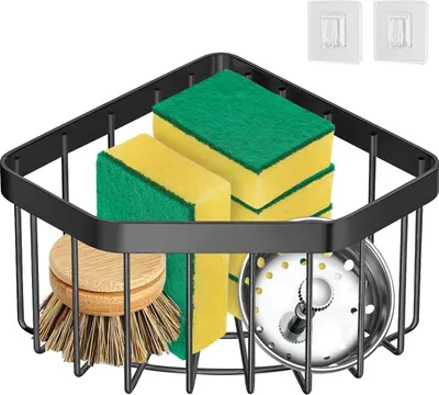 Produktbild von Edelstahl Küchenorganizer-Set, Spülbeckenständer mit Abtropfschale und rutschfestem Pad, praktisch für die Küche