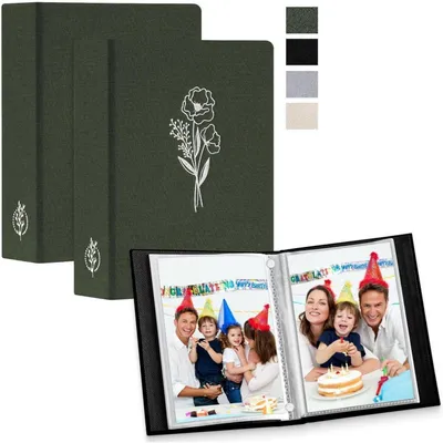 Image de Album photo à pochettes, format 9x13 cm, pour 50 photos, couleur verte, lot de 2