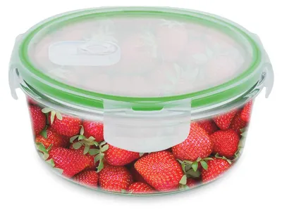 Productafbeelding van Amig - Glazen beker met deksel, 840 ml | Luchtdichte container voor voedsel