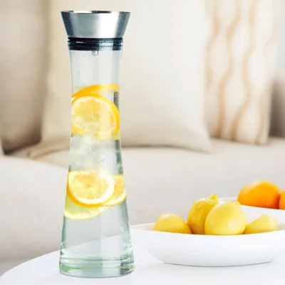 Image de Carafe 1L Carafe en verre Carafe à eau Décanteur Pichet en verre Pichet à eau Pichet à jus de fruits