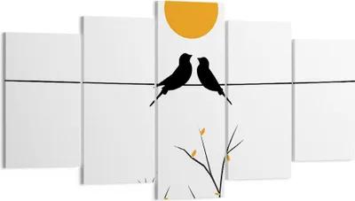Produktbild von Bild auf Leinwand - Leinwandbild - 5 Teile - Bild Vögel Sonne - 160x85cm - Wand Bild - Wanddeko - Wandbilder - Leinwanddruck - Bilder - Wanddekoration - Leinwand bilder - Wandbild - EA160x85-4772