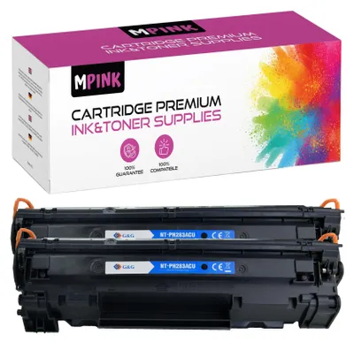 A box of MPINK ink and toner supplies is shown above two toner cartridges.