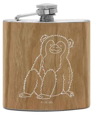 Produktbild von Mr. & Mrs. Panda Flachmann Affe - Transparent - Geschenk, Edelstahl, Likörflasche, Aus, Selbstbewusstsein, Motivation, Affen, feldflasche, Hip Flask, Wildtiere, Liebe