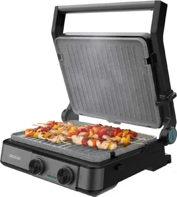 Productafbeelding van Cecotec Rock'nGrill 2200 Dual, zwart, kunststof, roestvrij staal, rechthoekig, draaibaar, grillplaat, 300 x 230 mm