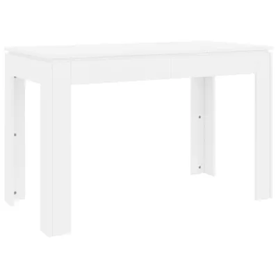 A white dining table is shown against a white background.