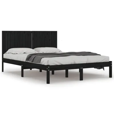 Produktbild von vidaXL Massivholzbett Schwarz Kiefer 200x200 cm