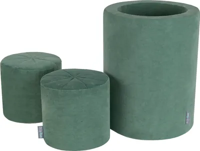 Zdjęcie produktu dla KiddyMoon Velvet Spielplatz Aus Schaumstoff Element Fass/Puff/Puff Für Hindernisläufen Und Bällebad Für Babys Und Kinder, Waldgrün