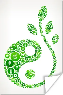 Produktbild von MuchoWow® Poster Eine iIllustration des Yin- und Yang-Logos mit einer Pflanze 80x120 cm - Papierdruck