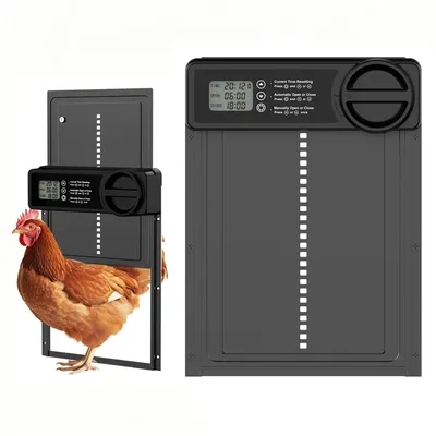 Produktbild von Automatische Hühnerklappe aus Aluminium mit LCD-Display, Zeitschaltfunktion und Einklemmschutz