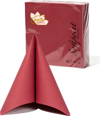 Produktbild von Sovie HORECA Serviette in Bordeaux aus Softpoint 40 x 40 cm, 2-lagig, 50 Stück