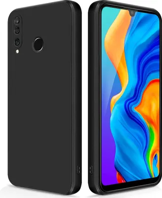 Produktbild von Silikon Hülle für Huawei P30 Lite Flüssigsilikon Dünn Gel Gummi Matt Kratzfeste Schutzhülle Schwarz