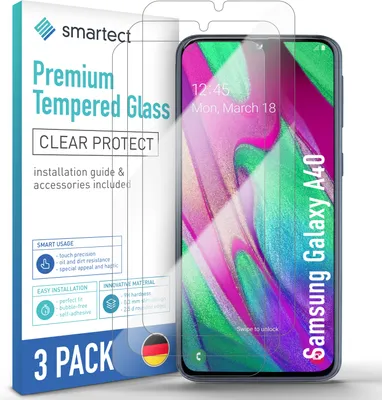 Produktbild von 3x Schutzglas Panzerfolie Klar für Samsung Galaxy A40 Displayschutz Hartglas