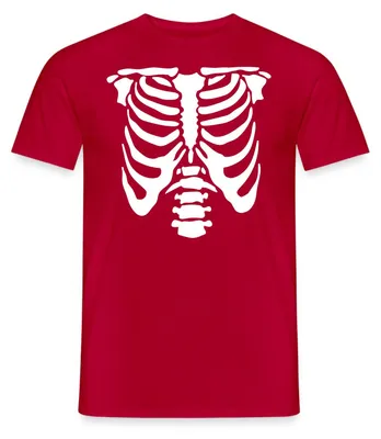 Produktbild von Spreadshirt Halloween Skelett Kostüm Männer T-Shirt, 4XL, Rot
