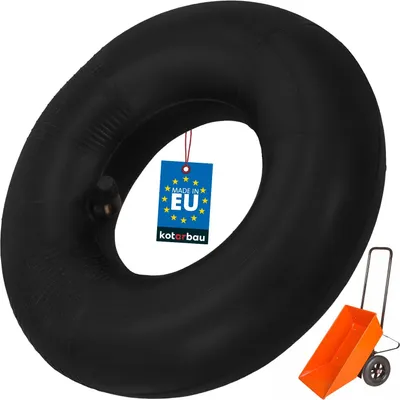 Zdjęcie produktu dla KOTARBAU® Dętka do wózków workowych 3.00-4 Dętka do opon taczek Dętka do kół wózków magazynowych Dętka Schwalbe Opona do taczek Wózek workowy Koło taczki Dętka do opon z pełnej gumy Czarna