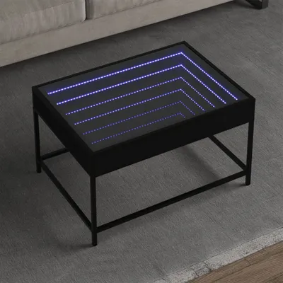 Produktbild von Design Couchtisch mit Infinity-LED Schwarz 70x50x41 cm, Couchtische 2024 Neu