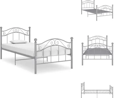 Immagine prodotto di vidaXL Letto in metallo grigio 90x200 cm - Letti e reti