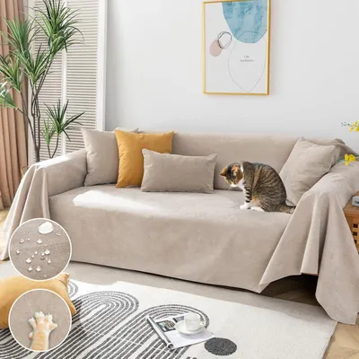 Image de Housse de canapé d'angle en forme de L, imperméable, 180x300 cm, pour canapé d'angle de 2 à 3 places, protection pour meubles