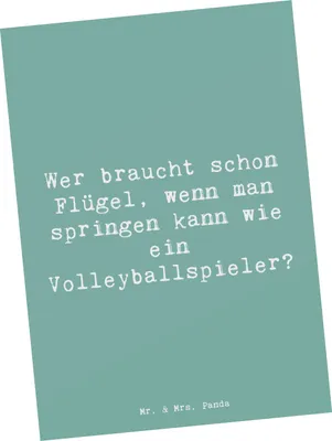 Produktbild von Mr. & Mrs. Panda Ansichtskarte Spruch Volleyball Sprung - Meeresbrise - Geschenk, Kommunikation, Volleyballspieler, Kunstkarten, Sportler Geschenke, Teamarbeit, Postkarte