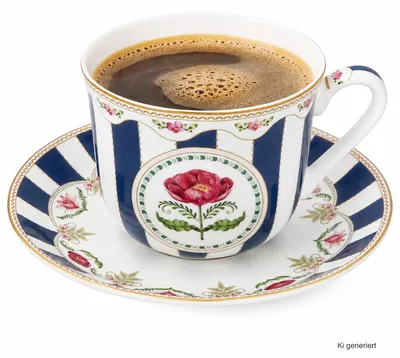 Produktbild von Flowery Cappuccinotasse mit Untertasse 400ml Porzellan Kaffee Tee