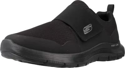 A black Skechers shoe is shown from a side angle against a white background.