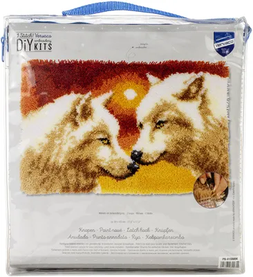 Knüpfset Teppich Wölfe Smyrna 69 x 43 cm Handarbeit