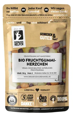 Produktbild von Fruchtgummi-Herzchen  vegan ohne Gelatine Herzen, 130g