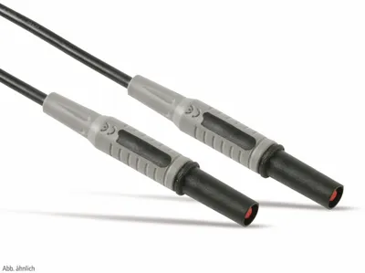 Produktbild von Messleitung, 2x Sicherheitsstecker, 4mm, 18AWG, schwarz, 1,5m