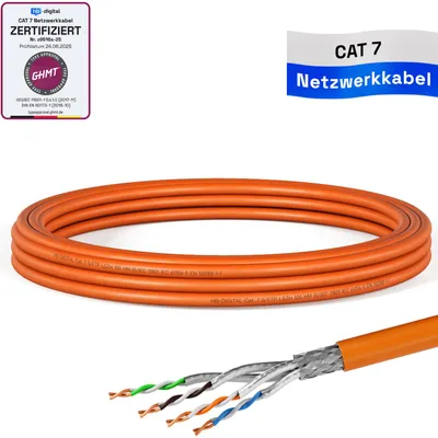 Produktbild von hb-digital CAT 7 Kabel Installationskabel 5m S/FTP AWG23 LSZH orange