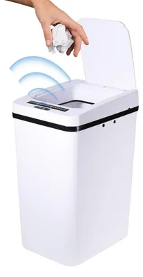 Imagen del producto de Basurero inteligente sin contacto, resistente al agua, recargable, color blanco
