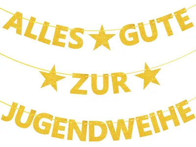 Goldene Glitzer-Girlande Happy Birthday, 70 x 200 cm, Banner