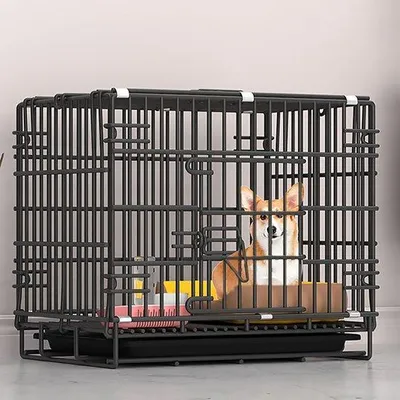 Produktbild von Famanu Hundebench Faltbar - Haustierkäfig mit Doppeltür - 50x32x38cm