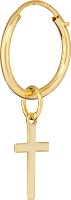 Produktbild von Einzel 10 mm Gothic Creole mit Kreuz 585 Gelb Gold 14 Karat Kreuz Ohrring